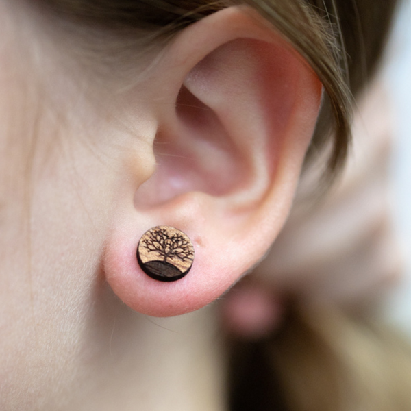 Tree of Life Stud Earrings (Cherry)