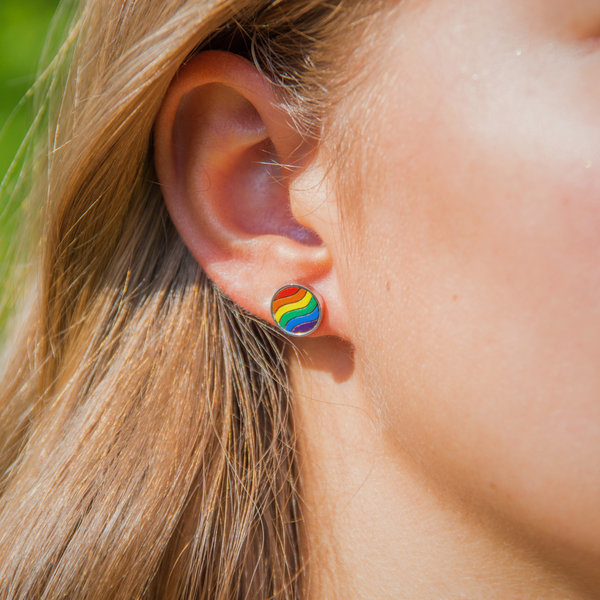 Peace stud earrings rhodium plated (cherry / various colors)