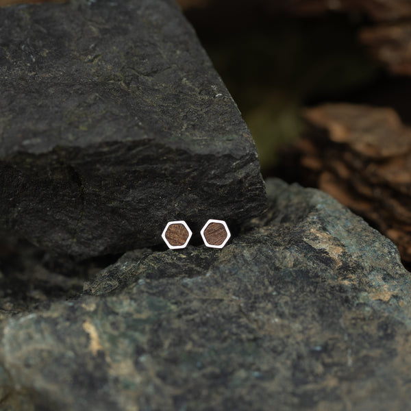 Hexonix Ohrstecker (Nuss / silber / Rhodium)